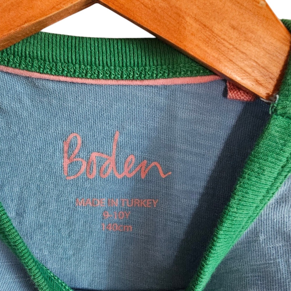 Boden Graphic Tee Pineapple Cat Guinea Pig Short Sleeve Top Blue Green 9 10 Year - Picture 4 of 7
